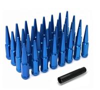 LUJIANI M12x1.5 Blue Wheel Spike Lug Nuts, 12mmx1.5 Spiked Lug Nut with 1 Socket Key, 4.4" Tall Cone Seat Closed End 3/4" Hex Lugnut Compatible with 2006-2022 Camry Accord RAV4, Set of 32
