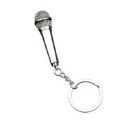 LUJIAXI Stylish Miniature Microphone Holder Simulation Mic Shaped Keychain Pocket Sized Keyring Music Theme Accessory Trendy Bag Charm