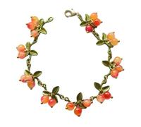 LUJIAXI Sweet Spring Plant Bracelets for Women Vintage Statement Colorful Beads Cranberry Leaves Bangle Female Jewelry Beaded Bracelets for Men