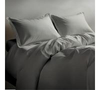 Lujoso Castle 100% Organic Cotton Duvet Cover Set - Long Staple | 400 & 600 Thread Count | Soft, Breathable & Eco-Friendly | Luxury Sateen Weave (Silver, UK: Double, 600)