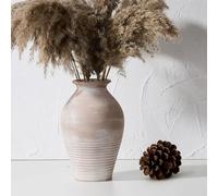 LUKA Ceramic Rustic Farmhouse Vase, 9.2 inch Whitewashed Terracotta Vase, Pottery Decorative Flower Vase,Clay Decorative Vases for Home Decor, Table, Living Room, Shelf, Mantel Decoration