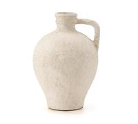 Luka LUKA Ceramic Rustic Farmhouse Vase,8.25 inch Terracotta Vase with Handle,Neutral Clay Pot Vases Decorative Vase for Living Room,Table,Shelf Decor(Off-White,M)