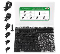 Lukaisen 290 PCS Black Nylon P-Clips, 3/16'' 1/4'' 3/8'' 1/2'' 3/4'' 1'' Inch Plastic Cable Clips Wire Clamp, Nylon Screw Mounting Cord Fastener Clamp with 145 PCS Screws, for Wire Management