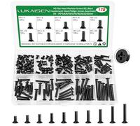 Lukaisen M3 Machine Screws,178PCS Black Carbon Steel Flat Head Screws Kit