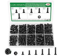 Lukaisen M4 Machine Screws,336PCS Carbon Steel Flat Head Bolts Nuts Kit | High-Strength Carbon Steel Black Oxide, M4 x 6/10/12/16/18/20mm, Precision Fasteners for DIY & 3D Printing, Storage Box