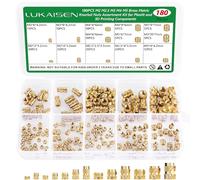LUKAISEN Threaded Inserts for Plastic, M2 M2.5 M3 M4 M5 Heat Set Insert for 3D Printing Components and Plastic Parts - Brass Metric Knurled Nuts for 3D Printer Parts(180 Pieces)