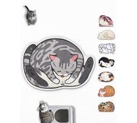 Lukamoo® Cute Cat Litter Mat (30’’x20’’), Large/L, for Kitty Litter & Cute Cat Litter Box, Litter Trapping Mat (Grey Tabby)