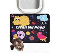 Lukamoo® Cute Cat Litter Mat (60x40cm), Large, for Kitty Litter & Cute Cat Litter Box, Cat Accessories for Indoor Cats (Rainbow (Black) (Animal Friends)