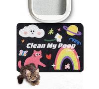 Lukamoo® Cute Cat Litter Mat (60x40cm), Large, for Kitty Litter & Cute Cat Litter Box, Cat Accessories for Indoor Cats (Rainbow (Black) (Rainbow Wonderland)