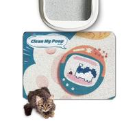 Lukamoo® Cute Cat Litter Mat (60x40cm), Large, for Kitty Litter & Cute Cat Litter Box, Cat Accessories for Indoor Cats (Rainbow (Black) (Eternal Cat)