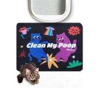 Lukamoo® Cute Cat Litter Mat (60x40cm), Large, for Kitty Litter & Cute Cat Litter Box, Cat Accessories for Indoor Cats (Rainbow (Black) (Twinkle Disco)