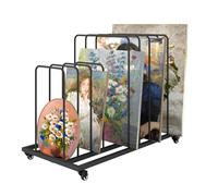 lukar Art Canvas Storage Rack with Casters Adjustable Art Storage Rack Metal Artwork Storage Stand for Canvas Boards, Drawing Board, Panels, Printed Matter, Paper Pad for Art Studio
