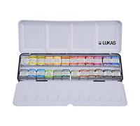 LUKAS 1862 Aquarell Half Pan Metal Box Set, 24 x Half Pan in Assorted Colours, Ideal for Professional Watercolour Artists