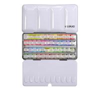 LUKAS 1862 Aquarell Half Pan Metal Box Set, 48 x Half Pan in Assorted Colours, Ideal for Professional Watercolour Artists