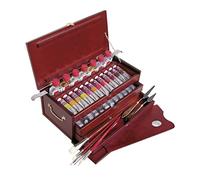 LUKAS 1862 Oil Beechwood Box, 27 x 37ml Paint, Assorted Colours, Mediums & Accessories Included, For Professional Artists