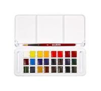 LUKAS Aquarell Studio Watercolour Paint Travel Set, 24 x Half Pans in Assorted Colours, For Entry-Level Professional and Student Watercolour Artists