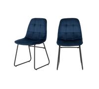 Seconique LUKas Dining Chair X 2- Sapphire Blue Velvet, Blue