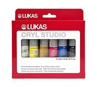 LUKAS Cryl Studio Acrylic Paint Set, 6 x 20ml Assorted Colours, For Entry-Level Professionals & Students