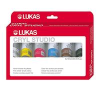 LUKAS Cryl Studio Acrylic Paint Set, 6 x 75ml Assorted Colours, For Entry-Level Professionals & Students