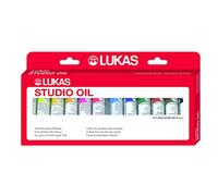LUKAS Studio Oil Paint Set, 12 x 20ml Assorted Colours, For Entry-Level Professionals & Students