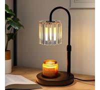 Lukasa Electric Candle Warmer Lamp with Timer, Dimmer, Adjustable Height, Scented Wax Melt, 2 Bulbs, Silver, Glass, Wood