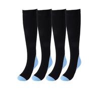 LUKASOHY 2 Pairs Compression Socks for Men and Women, Circulation 20-30 mmhg Graduated Athletic Fit for Running, Athletic, Nurses, Flight Travel (S-M, Blue & Blue)