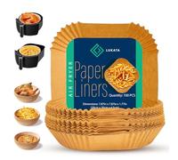 LUKATA Air Fryer Liners 100 Pcs - 20cm Square Heavy Duty Oil Proof & Non-Stick - Heat Resistant Disposable Parchment - Perfect for Baking Roasting & Cooking