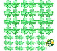 LUKBERA 24Pcs St. Patrick's Day Shamrock Shutter Sunglasses, Irish Green Lucky Clover Plastic Shutter Shades Eyeglasses for Women Men