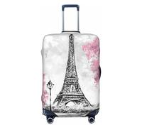 Lukbfall Blue Lilac Daisy Luggage Suitcase Covers Elastic Washable Chrysanthemum Flowers Luggage Protector Travel Suitcase Protective Cover For Kid And Adult, Eiffel #02, XL (Fit 30-32 Inch Luggage)