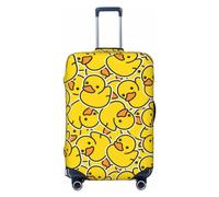 Lukbfall Cute Rubber Ducks Luggage Suitcase Covers Elastic Washable Yellow Cartoon Ducky Luggage Protector Travel Suitcase Protective Cover For Kid And Adult, Black, S (Fit 18-21 Inch Luggage)