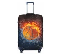Lukbfall Football In The Water And Fire Luggage Suitcase Covers Elastic Washable Soccer Lover Luggage Protector Travel Suitcase Protective Cover For Kid And Adult, Balls #04, S (Fit 18-21 Inch
