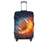 Lukbfall Football In The Water And Fire Luggage Suitcase Covers Elastic Washable Soccer Lover Luggage Protector Travel Suitcase Protective Cover For Kid And Adult, Rugby Ball, M (Fit 22-24 Inch