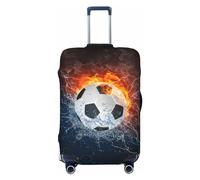 Lukbfall Football In The Water And Fire Luggage Suitcase Covers Elastic Washable Soccer Lovers Luggage Protector Travel Suitcase Protective Cover For Kid And Adult, L (Fit 25-29 Inch Luggage)