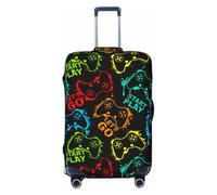 Lukbfall Game Slogans And Gamepads Luggage Suitcase Covers Elastic Washable Video Game Controller Theme Luggage Protector Travel Suitcase Protective Cover For Kid And Adult, Game #04, L (Fit 25-28