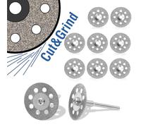 Lukcase 10 pcs Diamond Cutting Wheel Cut Off Discs Coated Rotary Tools W/Mandrel 22mm for Dremel