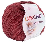 Lukche Cotton Jeans Yarn, 55% Cotton 45% Acrylic, Amigurumi Yarn, Soft Cotton Yarn for Crochet and Knitting, 1.76 Oz (50 Gr) / 180 Yards (165 Mt), (Claret Red) 1