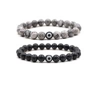 Lukcy 8mm Natural Stone Elephant Chakra Beads Evil Eye Stretch Bracelet for Men Women, Approx. 6 1/2'', Stone, No Gemstone
