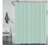 LUKDUNG 240 x 200 cm Polyester Textile Shower Curtain Anti-Mould for Bathroom, Curtain for Bathtub Shower Made of Fabric Waterproof Washable Shower Curtain with 16 Hooks Green