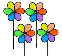 LUKDUNG 4Pcs Colorful Garden Windmills, 9.4 inch Rainbow Windmill Spinners for Garden Wind Spinner Party Pinwheel Windmills for Yard