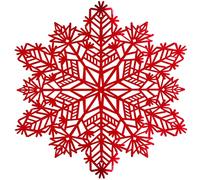 LUKDUNG Pack of 6 Christmas Snowflake Place Mats Round PVC Hollowed Place Mats Place Mats Round Washable Place Mat Decorative Place Mats for Kitchen, Home, Party, Diameter 38 cm, Red