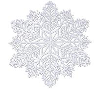 LUKDUNG Pack of 6 Christmas Snowflake Place Mats Round PVC Hollowed Place Mats Place Mats Round Washable Place Mat Decorative Place Mats for Kitchen, Home, Party, Diameter 38 cm, Silver