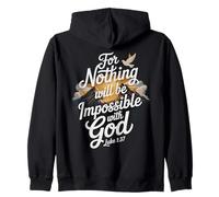 Luke 1:37 Impossible with God Christian Religious Verse Zip Hoodie