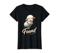 Luke 15:4-7 Parable of the Lost Sheep Found by Jesus Christ Value Graphic T-Shirt, Women, Black, XL