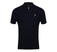 Luke 1977 Mens Eyes Knitted Ribbed Polo Shirt / XXL Navy GT6182
