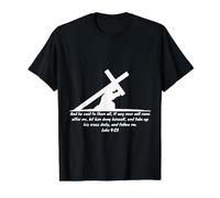 Luke 9 23 Take Up His Cross Daily Follow Me Value Graphic T-Shirt, Men, Black, M