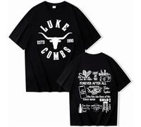 Luke Combs Country Western Retro T-Shirt - Men's & Women's Cotton O-Neck Short-Sleeved Fan Gift - XS-3XL, Black||XXL