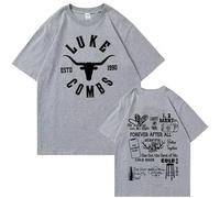 Luke Combs Country Western Retro T-Shirt - Men's & Women's Cotton O-Neck Short-Sleeved Fan Gift XS-3XL Grey