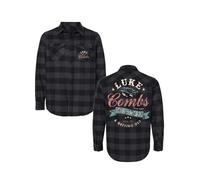Luke Combs Getting Old Spellout Flannel Shirt, Black Plaid, Black Plaid, S