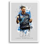 Luke Humphries Signed Photo Poster A4/A3 Print Picture Display Framed Autograph Memorabilia for Darts Fans Gift England (Grey A4 Poster Only)
