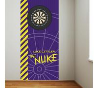 Luke Littler Dart Board Backdrop - Purple Camo with Left Neon Stripes Wall Sticker (180cm height x 115cm width)
